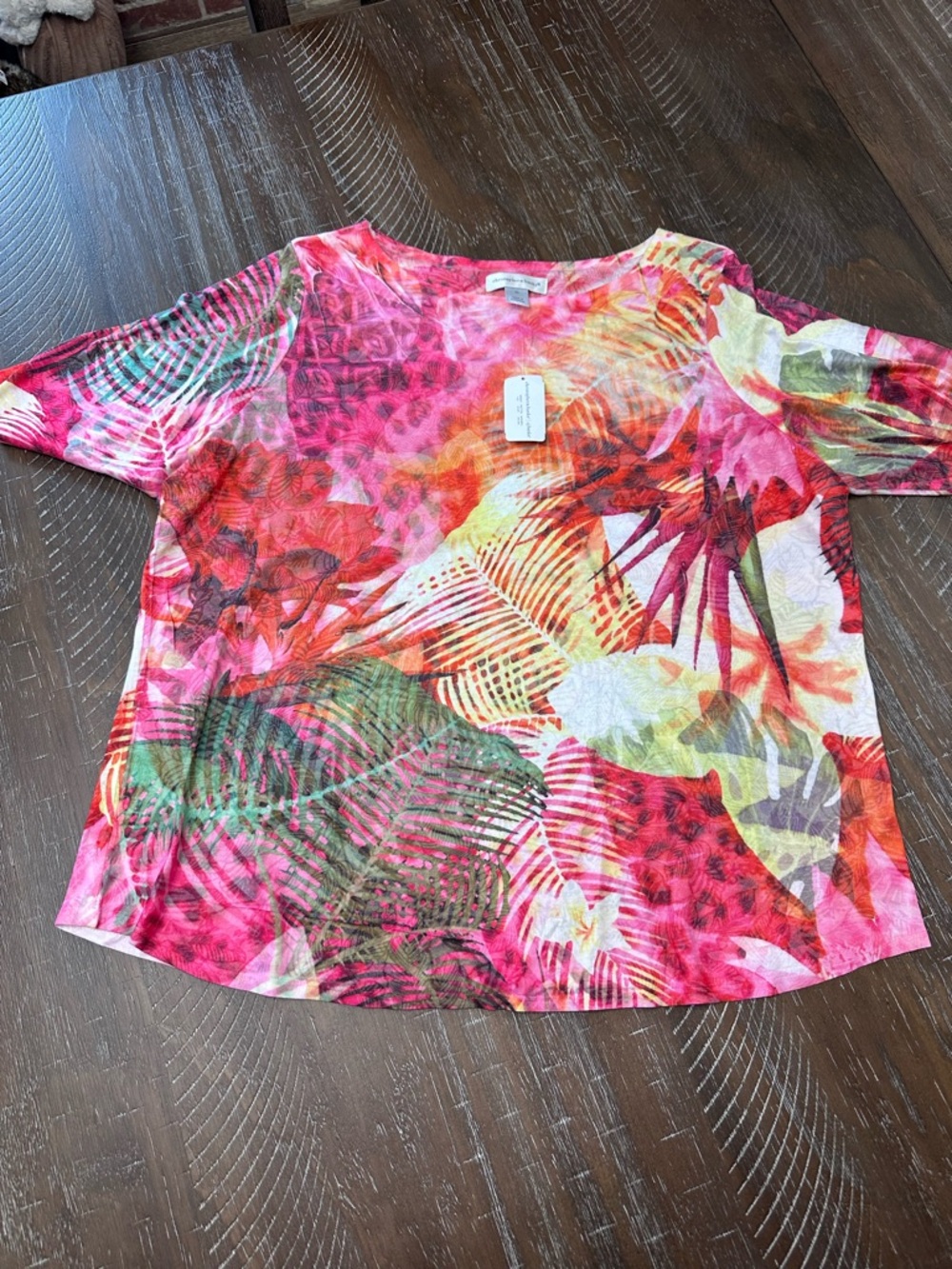 Christopher & Banks Multi-Color Tropical Print Top